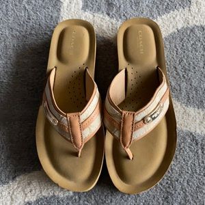 Tan coach sandals, size 7.5